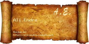 Ali Endre névjegykártya